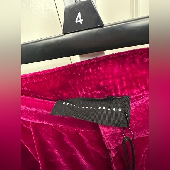 Knew One Cares Velvet Pants Fuchsia Pink High Waist Trousers‎ New - Picture 2 of 4